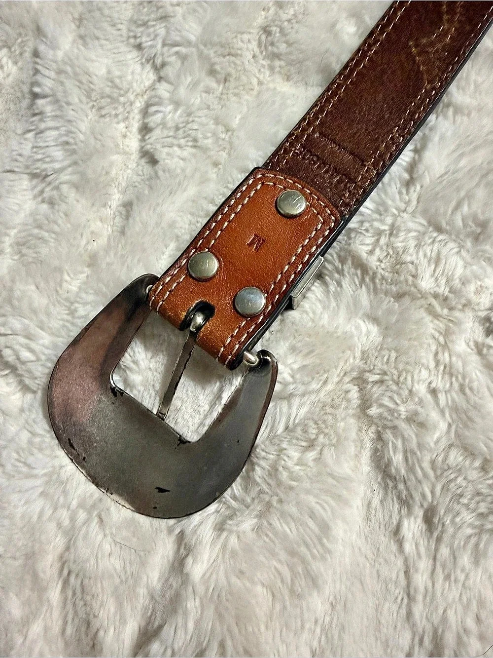Nocona Paisley Western Belt in Brown & Silver